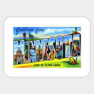 Greetings from Minnesota - Vintage Large Letter Postcard Sticker